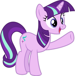 Size: 4000x4070 | Tagged: safe, artist:melisareb, starlight glimmer, pony, unicorn, harvesting memories, spoiler:harvesting memories, spoiler:mlp friendship is forever, .svg available, absurd resolution, cute, female, glimmerbetes, implied twilight sparkle, inkscape, mane swap, mare, not twilight sparkle, raised hoof, simple background, solo, starlight sparkle, transparent background, vector