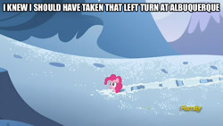 Size: 800x450 | Tagged: safe, screencap, pinkie pie, earth pony, pony, party pooped, bugs bunny, image macro, looney tunes, meme