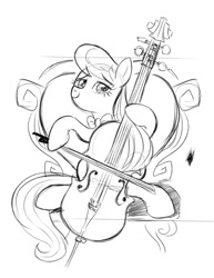 Size: 989x1280 | Tagged: safe, artist:mew, octavia melody, earth pony, pony, cello, female, mare, monochrome, musical instrument, solo