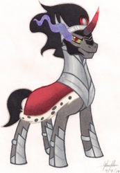 Size: 743x1075 | Tagged: safe, artist:soulsliver249, derpibooru import, king sombra, pony, unicorn, solo, traditional art