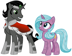 Size: 3800x3000 | Tagged: safe, artist:cheezedoodle96, derpibooru import, idw, king sombra, radiant hope, crystal pony, pony, unicorn, .svg available, eye contact, female, hopebra, idw showified, looking at each other, male, mare, reformed sombra, shipping, simple background, straight, svg, transparent background, vector