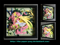 Size: 1280x958 | Tagged: safe, artist:jadedjynx, artist:the-paper-pony, angel bunny, fluttershy, bird, butterfly, squirrel, craft, irl, photo, shadowbox