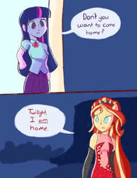 Size: 786x1017 | Tagged: safe, artist:pettypop, sunset shimmer, twilight sparkle, equestria girls, ponied up, super ponied up