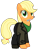 Size: 775x1030 | Tagged: safe, artist:cloudyglow, applejack, earth pony, pony, alternate costumes, ashleigh ball, boots, christopher eccleston, clothes, denim, doctor who, jeans, jumper, leather, ninth doctor, pants, peacoat, shoes, simple background, sonic screwdriver