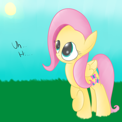 Size: 1024x1024 | Tagged: safe, artist:mr-degration, fluttershy, pegasus, pony, alone, outdoors, solo