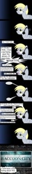 Size: 241x1280 | Tagged: safe, artist:killkatt, derpy hooves, pegasus, pony, cellphone, comic, digital art, hoof hold, phone, racoon city, resident evil, solo, speech bubble, text