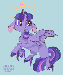 Size: 1611x1923 | Tagged: safe, artist:weepysheep, derpibooru import, twilight sparkle, twilight sparkle (alicorn), alicorn, classical unicorn, pony, female, leonine tail, mare, solo, unshorn fetlocks, wingding eyes