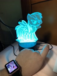 Size: 3024x4032 | Tagged: safe, derpibooru import, rainbow dash, pony, apple watch, irl, merchandise, mlp box, photo, rgb