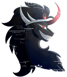 Size: 832x960 | Tagged: safe, artist:mikiciaa, derpibooru import, king sombra, pony, unicorn, bust, evil grin, grin, lidded eyes, portrait, simple background, smiling, solo, transparent background