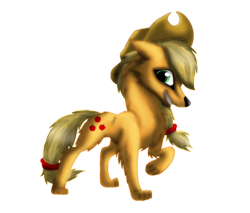 Size: 1024x874 | Tagged: safe, artist:lupiarts, part of a set, applejack, wolf, simple background, solo, species swap, transparent background