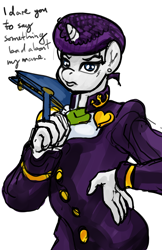 Size: 830x1280 | Tagged: safe, rarity, anthro, jojo's bizarre adventure, josuke higashikata, pompadour, pose, solo