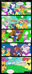 Size: 2574x5831 | Tagged: safe, artist:jeremy3, apple bloom, rarity, scootaloo, sweetie belle, pony, unicorn, comic:quest for apple bloom, absurd resolution, brick joke, chase, comic, cutie mark crusaders, dirty, epilogue, faceplant, high res, mud, sweetie fail