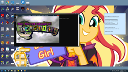 Size: 1920x1080 | Tagged: safe, screencap, sunset shimmer, equestria girls, best human, desktop, game, greetings, ms-dos, windows, windows 10