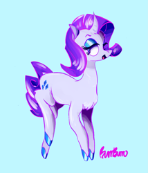 Size: 1645x1925 | Tagged: safe, artist:burrburro, rarity, pony, unicorn, blue background, colored hooves, simple background, solo