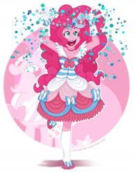 Size: 1280x1656 | Tagged: safe, artist:cute-panda-co, pinkie pie, equestria girls, clothes, dress, gala dress, hat, solo, steampunk