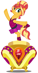 Size: 2444x4698 | Tagged: safe, artist:wynterstar93, sunset shimmer, pony, unicorn, a royal problem, alternate hairstyle, ballerina, ballet, ballet slippers, bun, clothes, cute, music box, on one leg, shimmerbetes, shimmerina, tutu