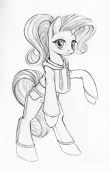 Size: 800x1241 | Tagged: safe, artist:maytee, starlight glimmer, pony, unicorn, bipedal, clothes, female, grayscale, hoodie, mare, monochrome, pants, pencil drawing, simple background, solo, traditional art, white background