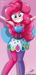 Size: 645x1321 | Tagged: safe, artist:the-butch-x, pinkie pie, equestria girls, rainbow rocks, armpits, beautiful, beautiful x, cute, diapinkes, incoming hug, looking at you, smiling, solo