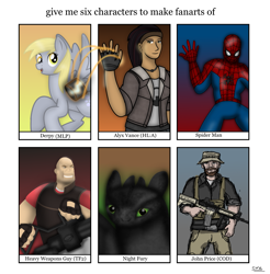 Size: 1829x1856 | Tagged: safe, artist:99999999000, derpy hooves, dragon, human, pegasus, pony, alyx vance, ar15, call of duty, captain price, gun, half-life, half-life 2, half-life: alyx, heavy weapons guy, how to train your dragon, m4a1, marvel, six fanarts, spider-man, team fortress 2, toothless the dragon, weapon