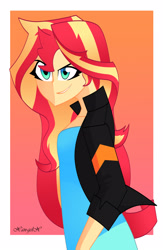 Size: 2200x3373 | Tagged: safe, artist:xan-gelx, sunset shimmer, human, equestria girls, clothes, female, humanized, smiling, solo