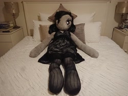 Size: 5056x3792 | Tagged: safe, artist:bigsexyplush, artist:somethingaboutoctavia, octavia melody, anthro, absurd resolution, anthro plushie, bedroom eyes, clothes, cute, doll, dress, hooves, irl, photo, plushie, socks, solo, stockings, thigh highs, toy, waifu