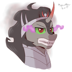 Size: 1700x1700 | Tagged: safe, artist:hypno, derpibooru import, king sombra, pony, angry, bust, male, signature, solo, sombra eyes, stallion