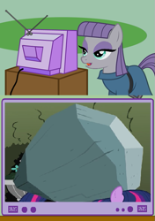 Size: 507x720 | Tagged: safe, derpibooru import, maud pie, tom, twilight sparkle, cargo ship, exploitable meme, meme, rock, rockcon, shipping, that pony sure does love rocks, tomaud, tv meme