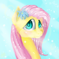 Size: 2000x2000 | Tagged: safe, artist:alphanimfor, fluttershy, pegasus, pony, female, flower in hair, mare, solo