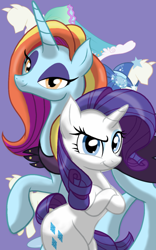 Size: 1200x1920 | Tagged: safe, artist:theroyalprincesses, rarity, sassy saddles, pony, unicorn, clothes, crossed arms, dress, looking at you, mannequin, princess dress, raised hoof, simple background