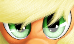 Size: 1000x600 | Tagged: safe, artist:the1xeno1, applejack, earth pony, pony, close-up, eyes, solo