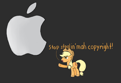 Size: 1360x930 | Tagged: safe, artist:mastersmasher, applejack, earth pony, pony, apple, female, logo, mare