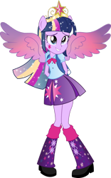 Size: 1024x1636 | Tagged: dead source, safe, artist:theshadowstone, derpibooru import, twilight sparkle, equestria girls, cute, grin, rainbow power, smiling, solo, spread wings, wingding eyes