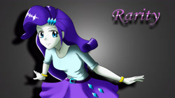 Size: 3840x2160 | Tagged: safe, artist:herostrain, rarity, equestria girls, clothes, looking at you, skirt, solo, wallpaper