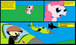 Size: 1024x603 | Tagged: safe, artist:thekirbykrisis, pinkie pie, earth pony, pony, 1000 hours in ms paint, calvin and hobbes, comic, jontron, ms paint, t-rex jet