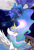 Size: 1181x1748 | Tagged: safe, artist:luka-koward, princess celestia, princess luna, alicorn, pony, balcony, crying, eyes closed, magic, moon, royal sisters, s1 luna