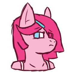 Size: 744x744 | Tagged: safe, artist:mediconmontres, pinkie pie, oc, oc:ink blot, earth pony, pony, alternate hairstyle, alternate universe, cat ears, solo, ultimare universe