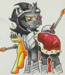 Size: 2056x2389 | Tagged: safe, artist:mr.candy_owo, derpibooru import, king sombra, pony, unicorn, male, marker drawing, simple background, stallion, traditional art, white background