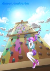 Size: 4093x5787 | Tagged: safe, rarity, equestria girls, legend of everfree, absurd resolution, climbing wall, falling, midriff, oh crap face, rope, scared, solo