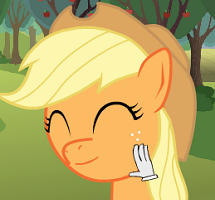 Size: 215x200 | Tagged: safe, applejack, earth pony, pony, eyes closed, female, game, mare, petting