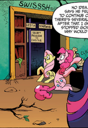 Size: 202x292 | Tagged: safe, derpibooru import, idw, fluttershy, pinkie pie, twilight sparkle, earth pony, pegasus, pony, spoiler:comic, spoiler:comic17, batman, batpole, dc comics, pole