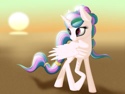 Size: 2000x1500 | Tagged: safe, artist:styroponyworks, princess celestia, alicorn, pony, alternate hairstyle, solo, sun