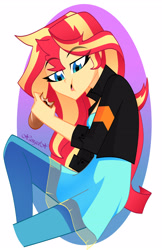 Size: 2248x3464 | Tagged: safe, artist:xan-gelx, sunset shimmer, equestria girls, bread, eat, eating, food, solo