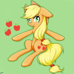 Size: 1000x1000 | Tagged: safe, artist:riouku, part of a set, applejack, earth pony, pony, female, mare, sitting, solo