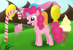 Size: 2200x1500 | Tagged: safe, artist:cipherpie, pinkie pie, earth pony, pony, detailed background, female, mare, solo