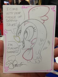 Size: 768x1024 | Tagged: safe, artist:andypriceart, pinkie pie, earth pony, pony, animal costume, chicken pie, chicken suit, clothes, costume, solo, traditional art