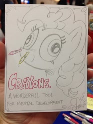 Size: 1019x1359 | Tagged: safe, artist:andypriceart, pinkie pie, earth pony, pony, andy you magnificent bastard, crayons, solo, the simpsons, traditional art