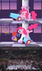 Size: 641x1093 | Tagged: safe, pinkie pie, earth pony, pony, beast in the east, finn balor, kevin owens, party cannon, wwe