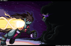 Size: 1523x995 | Tagged: safe, artist:droll3, derpibooru import, king sombra, pony, crossover, fight, guilty gear, ponified, sol badguy