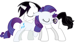 Size: 2874x1609 | Tagged: safe, artist:barrfind, rarity, oc, oc:barrfind, pony, unicorn, canon x oc, cuddling, eyes closed, female, male, rarifind, shipping, simple background, snuggling, straight, transparent background, vector