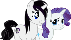 Size: 3810x2132 | Tagged: safe, artist:barrfind, rarity, oc, oc:barrfind, pony, unicorn, canon x oc, female, male, rarifind, shipping, simple background, smiling, straight, transparent background, vector